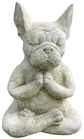 BTSEURY Meditazione Bulldog Statua, resina cane scultura animale yoga statua, Bulldog francese meditazione statua, per ufficio Home Decor