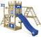 WICKEY Spielturm Ritterburg DragonFlyer mit Schaukel & Blauer Rutsche, Outdoor Kinder Kletterturm mit Sandkasten, Leiter & Spiel-Zubehör für den Garten