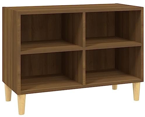 vidaXL TV Schrank mit Massivholz-Beinen Lowboard TV Möbel Tisch Board Sideboard Fernsehtisch Fernsehschrank HiFi-Schrank Braun Eiche-Optik 69,5x30x50cm