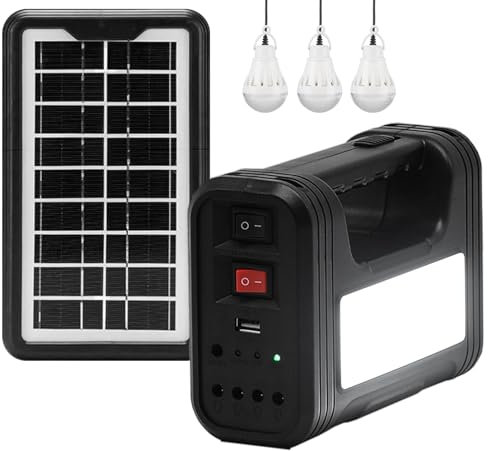 Generatore solare portatile, kit generatore di energia solare per alimentazione di emergenza centrale elettrica portatile, casa e campeggio all'aperto, pannello solare, 3 set di luci LED (giallo 1)