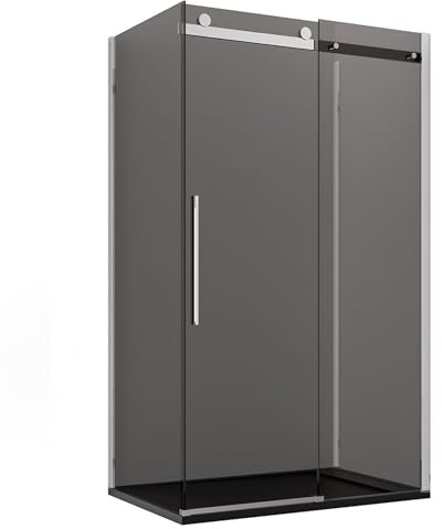 Box Doccia 3lati Fume porta scorrevole H195 8mm EUCLIDE - 80x100x80