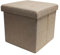 Style home Sitzhocker Sitzbank mit Stauraum, Faltbare Sitztruhe Fußbank Aufbewahrungsbox Polsterhocker, Leinen, 38 * 38 * 38 cm (Warm Grey)