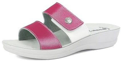 inblu Ciabatte Donna a Doppia Fascia Colorata con Chisura a Strappo, Plantare Anatomico, dal 35 al 41, Sandali, Fucsia, 36 EU