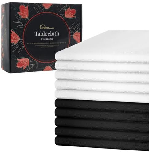 Einweg Vlies Stoffähnlich Tischdecke, 1m x 2,5m, Weiß+Schwarz, Hochzeit, Geburtstag, Party, Dekoration, Bierzeltgarnitur