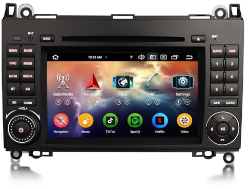erisin [4+64GB] 8 Kern Android 14 Autoradio Navi für Mercedes A/B Klasse W169 W245 Sprinter Viano VW Crafter Unterstützung Carplay Android Auto GPS Sat NAV DSP Bluetooth 5.0 WiFi Dab+ TPMS DVR OBD