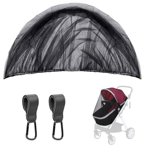 Zanzariera Universale Per Passeggino, Zanzariera Passeggino Per Passeggini, Nero Rete Zanzare Neonato Per Carrozzina, Zanzariera A Maglia Fine Per Culle Carrozzine Lettini Da Viaggio, Con Ganci