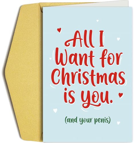Oamiolek Freche Weihnachtskarte für Ihn, unhöfliche Weihnachtskarte für Freund, Dirty Christmas Card für Ehemann, All I Want for Christmas Is You