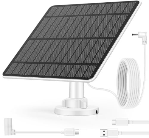 Weinsamkeit 5W Panel Solar para Cámara Vigilancia Exterior, Panel Solar Compatible con Cámara Batería Stick Up Cam/Spotlight Cam Pro, Adaptador Enchufe Barril a USB-C, 4M Cable, IP65