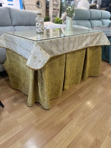 Genérico Ropa de Mesa Camilla Tejido Rústico Terciopelo Elegante Extragrueso - Color Mostaza - Varias Medidas - Falda Mesa Camilla, Enaguillas, Enaguas, Ropa Chenilla (130 x 80 cm)