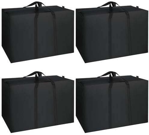 Xialvyu 4 Stück 115L Aufbewahrungstasche, Schwarz Unterbett Aufbewahrungsbox für Klamotten Bettdecken Kissen Decke Bettwäsche (80 x 29 x 48cm)