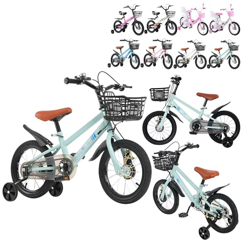 XUANYU 12 Zoll Kinderfahrrad mit Korb, Stützräder und Kettenschutz, Fahrrad für Jungen und Mädchen von 2 bis 4 Jahren (Azur-Schwarz)