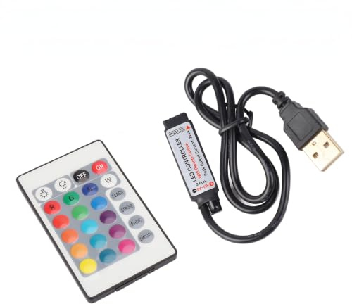 BONKZEBU Universal-LED-Lichtfernbedienung led fernbedienung LED-Streifen-Licht-Controller, 24 Schlüssel RGB Wireless Fernbedienung USB-betrieben, Mini IR, für Dimmer-switchar