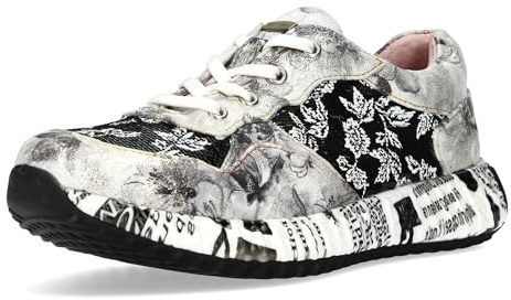 Laura Vita Damen Sneaker mehrfarbiger Plateau Sneaker Burton 05, Größe:39 EU, Farbe:Silber