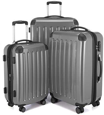 HAUPTSTADTKOFFER Alex - 3er Kofferset, TSA, Trolley-Set, Rollkoffer, Reisekoffer, (S, M & L), Silber