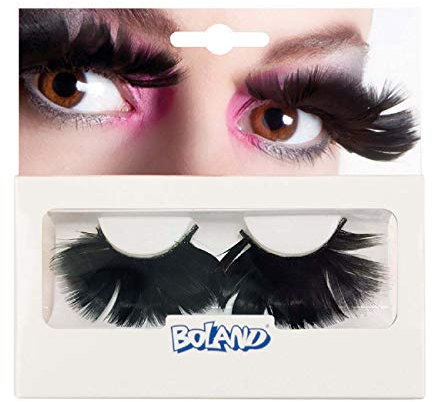 Boland 01640 - Selbstklebende Wimpern, Federn, Schwarz, 1 Paar, künstliche Wimpern, einfaches Auftragen, Augenaufschlag, Mottoparty, Karneval