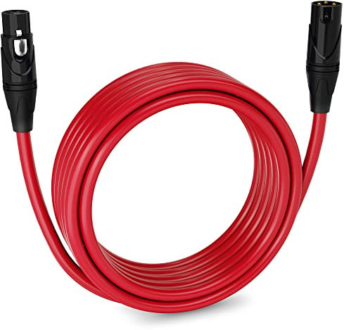 LyxPro Balanced XLR Cable 6.1m Premium Series Professional Microphone Cable, Powered Speakers and Other Pro Devices Cable, Red