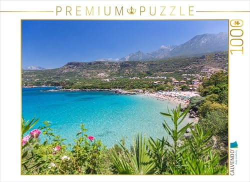 CALVENDO Puzzle Küstenromanze in Stoupa zu Füßen des Taigeto-Gebirges | 1000 Teile Lege-Größe 64 x 48 cm Foto-Puzzle für glückliche Stunden