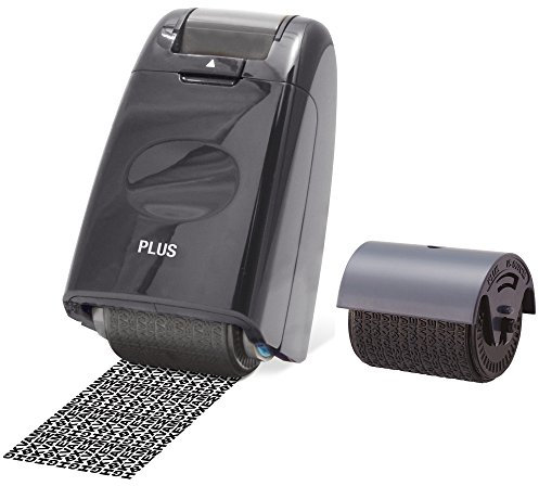 PLUS +44 Plus 44Plus Japan IS-500CM-IS-007CM Datenschutz Textschwärzer Sicherheits Set 1 Rollstempel und 1 Nachfüllkartusche, Farbe sortiert