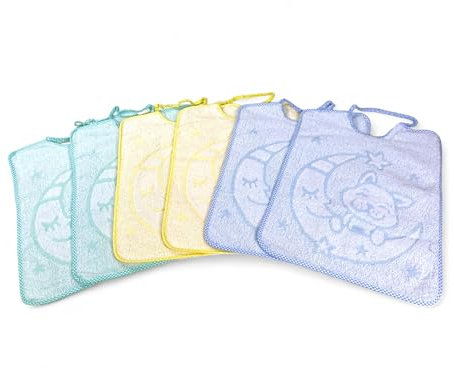 Juego de 6 baberos para bebé Jack © cm. Babero maxi de 30 x 39 cm con elástico de algodón puro – 6 piezas niño macho