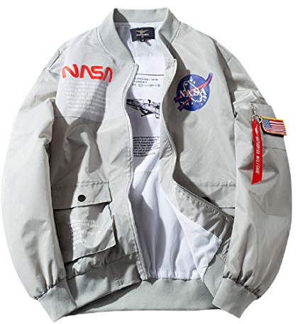 CORIRESHA Mens Apollo NASA Patches Slim Fit Bomber Jackets Windbreaker