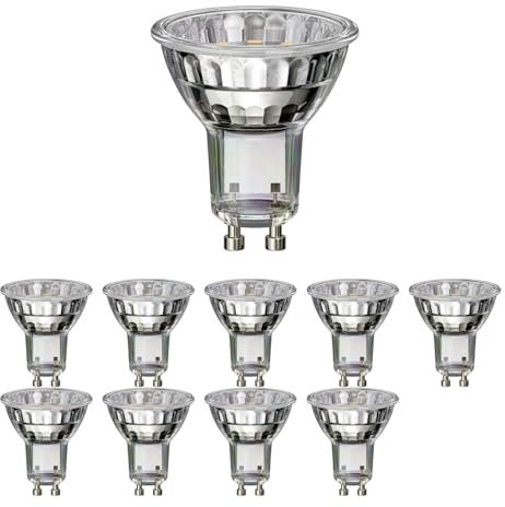 ledscom.de 10 Stück GU10 LED Leuchtmittel, PAR16, warmweiß (3000 K), 2,4 W, 227lm, 119°, Reflektorspiegel (silber)