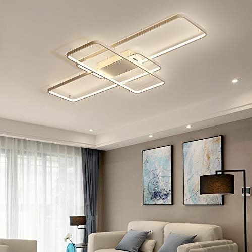 Wohnzimmerlampe Schlafzimmerlampe Wohnungs Flur Deko Modern Dimmbar LED Deckenleuchte mit Fernbedienung Chic Eckig Design Stil Acryl Schirm Decke Hängelampe für Esszimmer Küche Landhaus das Bad Lampen