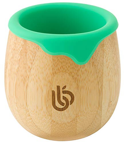 bamboo bamboo Taza de para Bebés y Niños, Taza de Aprendizaje con Borde de Silicona para Protección de Dientes y Encías, Capacidad de 150ml para la Transición (Verde)