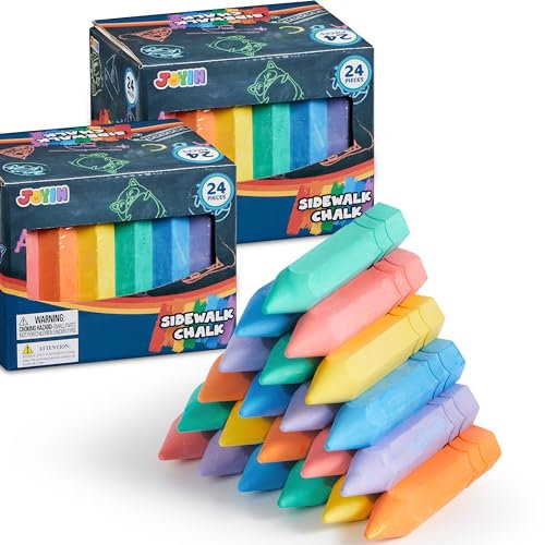 JOYIN 48 PCS Cone Shaped Jumbo Sidewalk Chalks Set, Non-Toxic, Perfect for Children, Outdoor Garden Chalk Games