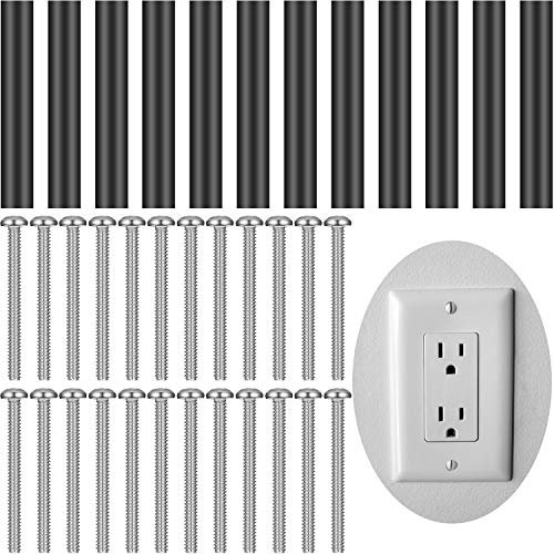 24 Pieces Electrical Backsplash Outlet Extender Kit Include 12 Pieces Switch and Receptacle Screw Round Straight Tube and 12 Pieces Long Electrical Outlet Screws for Fix Wonky and Sunken Outlets