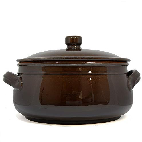 Colì, Tegame in Terracotta con Coperchio, Tegame Artigianale, Marrone, Diametro 35 cm