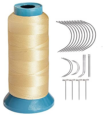 Overlockgarn 1500 Yards Nähgarn + 12 Stück 9 cm C Nadeln/gebogenes Haar Nadeln zum Nähen (blond）