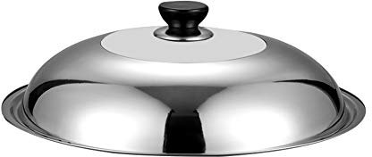 Edelstahldeckel, Topfdeckel Wok Abdeckung Mit Rundem Knopf Knopf Aus Edelstahl Mit Sichtglas, Durchmesser 32cm/34cm/36cm (36cm,Rostfreier Stahl)