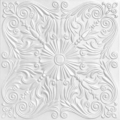 A La Maison Ceilings R139 Spanish Silver Foam Glue-up Ceiling Tile (256 sq. ft./Case), Pack of 96, Plain White