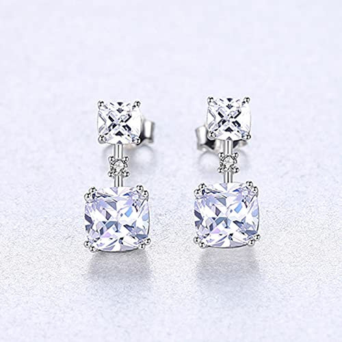Hochwertige Vvs Clear Square Topaz Tropfen Ohrringe Für Frauen 925 Sterling Silber Shining Wedding Earring Fine Jewelry