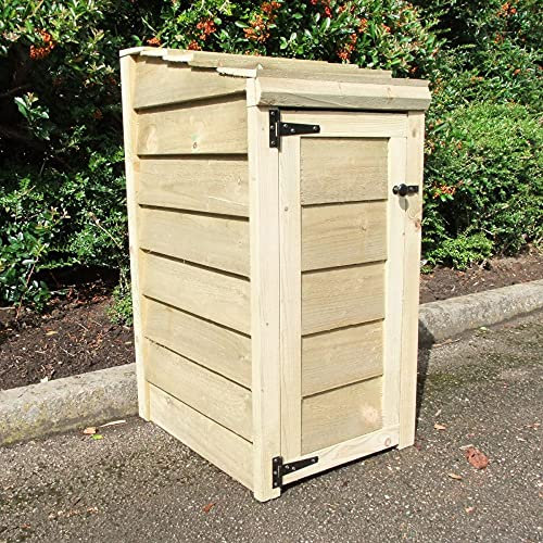 Signs & Numbers Wooden Log Store with Door & Kindling Shelf, Fully Assembled, Narrow for Smaller Gardens, Outdoor Firewood Storage Keeps Your Logs Tidy and Dry 54 x 46 x 90 Centimetres