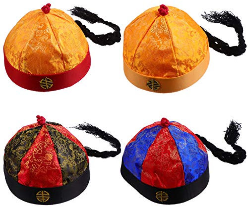 Happyyami 4 Pcs Prince hat kids hats nutcracker hat mandarin hat with braid retro performance hats Baby Chinese New Year Cap boys clothing funny cos-play hats photo baby boy fabric skull cap
