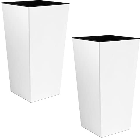 WELL HOME MOBILIARIO & DECORACIÓN 2X Maceta Alta Urbi 2 litros, de plastico, 12,6 x 12,6 x 20 cm en Color Blanco, PK4406