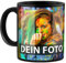 Schwarze Tasse selbst gestalten - mit Text & Foto bedrucken - mit anpassbarem Hintergrund - Geschenk für Familie, Freunde, Geburtstag, Weihnachten - Keramik, 330 ml I Personalisiert