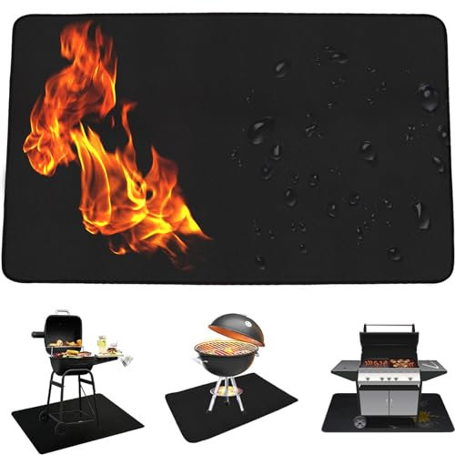 Tappetino per Braciere,Tappetino Protettivo Sotto La Griglia, Grill mat Riutilizzabili, Tappeto for Pavimento Resistente al Fuoco per Stufe e Caminetti, Coperta Protettiva for Pavimento, 35 * 34cm