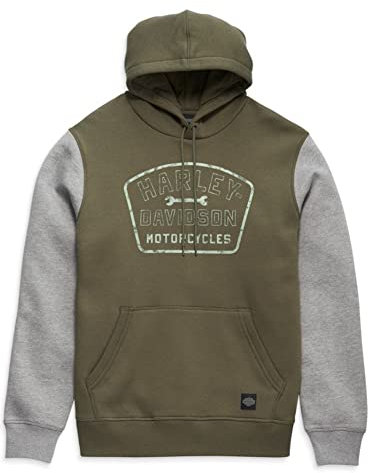HARLEY-DAVIDSON Herren Wrench Crew Motorrad Hoodie Sweatshirt Biker Pullover mit Kapuze Männer Kapuzenpullover Pulli, M