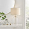 Furniturebox UK Lighting - Nora Clear Glass, Gold & Cream Shade Table Lamp Light (Including Bulb) - Glass Bell Jar & Gold Metal Lamp Stand - Cream Fabric Lampshade - Elegant, Modern Lamp.