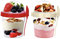 Yogurt Cup & Spoon 500Ml Reusable Breakfast Pots Muesli Cup With Lid Cereal & Snack Overnight Oats Dishwasher Safe Lunch Box Oatmeal Jars Travel Food Container (Set of 2 Red, Cream)