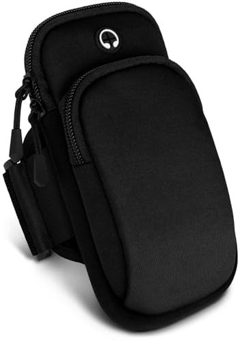 ONEFLOW Bracelet de sport de qualité supérieure pour téléphone portable - Compatible avec Microsoft Lumia 950 XL - Sac de course pour smartphone - 2 compartiments - Support de téléphone sport - Noir