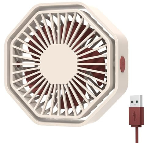 Bigqin Mini Ventilateur Puissant, Ventilateur Silencieux Portable, 3 Vitesse Petit Ventilateur Table Pour La Chambre, Bureau, Domair(Rotation 360°,Alimenté par USB),Blanc