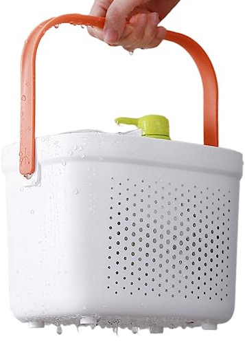Rachlicy Panier De Douche Portable en Plastique avec Poignée de Rangement de Salle De Bain Douche Caddie Organisateur de Salle De Bain et Cuisine Orange et Blanc
