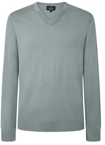 Hackett London Herren GMD Merino Silk V NCK Strickwaren, Blue (Aqua Sky), M