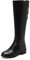 REKALFO Donne Mid Calf Stivali Tacco Basso Ginocchio Stivale Alto Moda Zip Stivali Invernali nero 36 EU