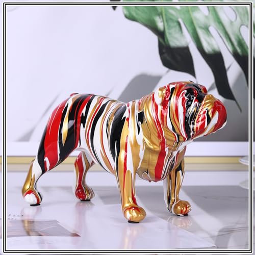 XIAOMAGG FranzöSische Bulldoggen Statue,Moderne Graffiti Kunst ,kreative Heimdekoration,Farbe Kunstharz Kunststatue Trendiges Dekoratives Geschenk,Geburtstagsgeschenk (Stil H)