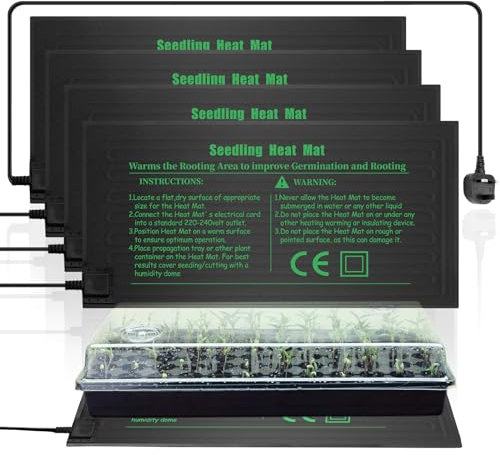 HYDGOOHO Seedling Heat Mat 10 x 20.75in 4 Pack,Waterproof Heat Mat for Seed Starting,Plant Heating Mats for Seedling Germination,Hydroponic Plant,Reptile Indoors