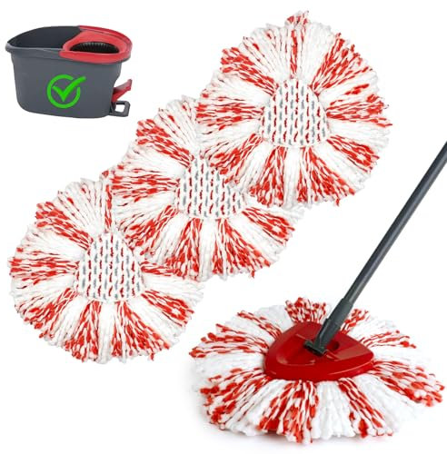 GFRED Cabezas de Fregona de Repuesto Compatible con Vileda EasyWring y Clean Turbo 3 en 1 (Rojo)